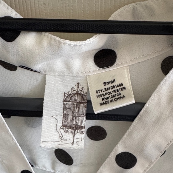 Francesca's Collections Black and White Polka Dot Blouse - Picture 2 of 3